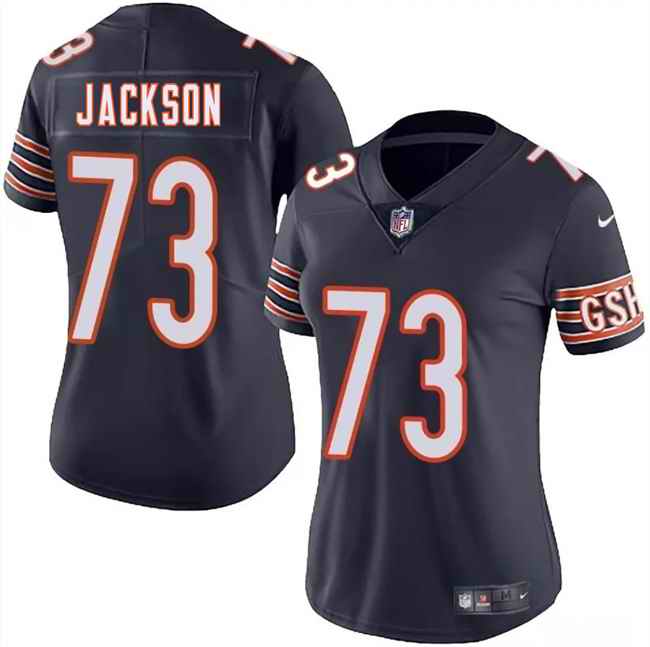 Women's Chicago Bears #73 Jonah Jackson Navy 2025 Vapor Stitched Jersey(Run Small)